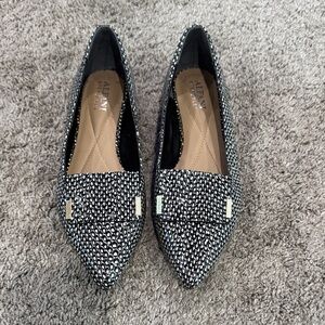 Alfani Black & White Pointed Toe Loafers with Metallic Trim